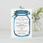 Blauw land Mason Jar Bridal Shower-uitnodigingen Kaart (Staand voorkant)