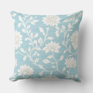 Blauw landelijk bloemenkussen kussen