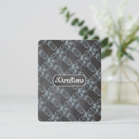 Blauw Landelijke Metalen Pot Met Krijtbord Huwelij Kaart (Staand voorkant)