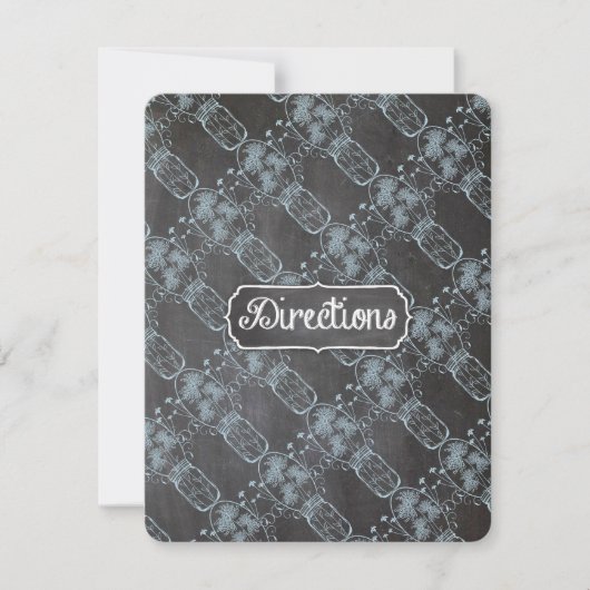 Blauw Landelijke Metalen Pot Met Krijtbord Huwelij Kaart (Voorkant)