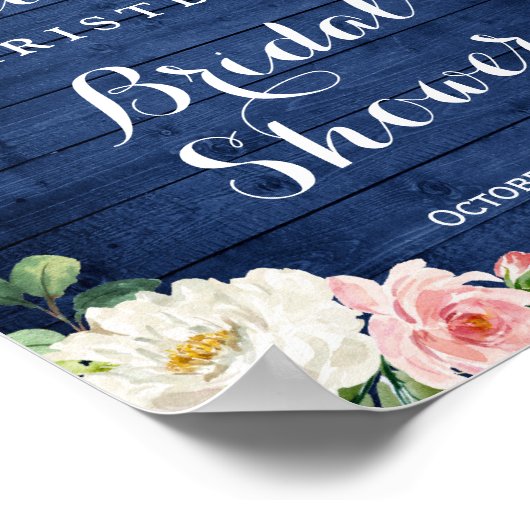 Blauw Landelijke Verlichting met Bloemen Bruidsfee Poster (Hoek)