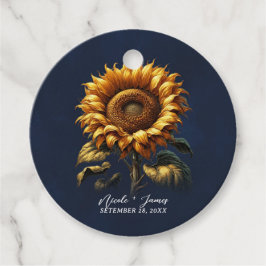 Blauw Landelijke Zonnebloem Huwelijk Bruids Bruilo Bedankjes Labels