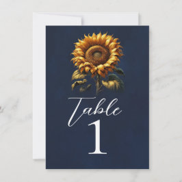 Blauw Landelijke Zonnebloem Huwelijk Tafel Nummer Kaart
