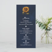 Blauw Landelijke Zonnebloem Trouwmenu Menu (Staand voorkant)