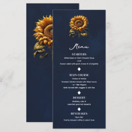 Blauw Landelijke Zonnebloem Trouwmenu Menu