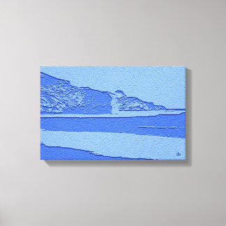 Blauw landschap canvas afdruk