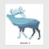 Blauw landschap eland bos berg sticker (Vel)