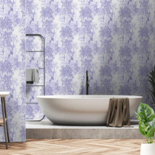 Blauw landschap met zuilen en urnen ruïnes behang