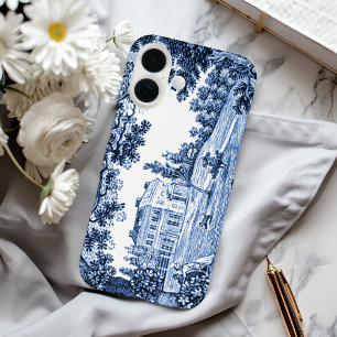 Blauw landschap Victoriaans huis iPhone 16 Hoesje