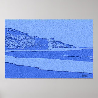 Blauw landschapsposter poster