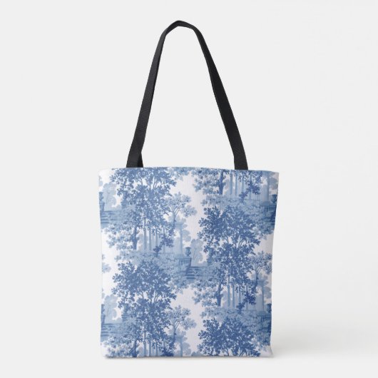 blauw landschapsprofiel met URL's en kolommen Tote Bag (Achterkant)