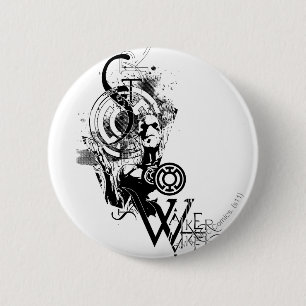 Blauw Lantern Grafisch 2 Ronde Button 5,7 Cm