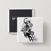 Blauw Lantern Grafisch 2 Vierkante Button 5,1 Cm (Voorkant /achterkant)