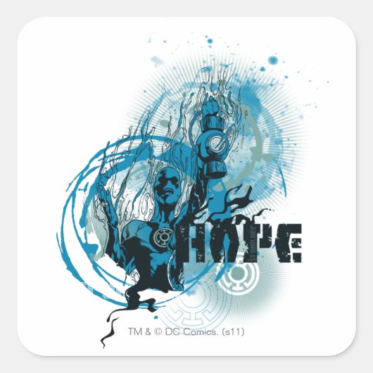 Blauw Lantern Grafisch 3 Vierkante Sticker (Voorkant)