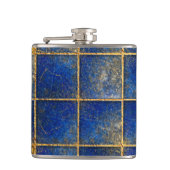Blauw Lapis Lazuli en gouden patroon Heupfles (Voorkant)