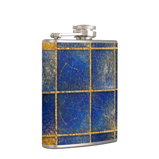 Blauw Lapis Lazuli en gouden patroon Heupfles (Rechts)