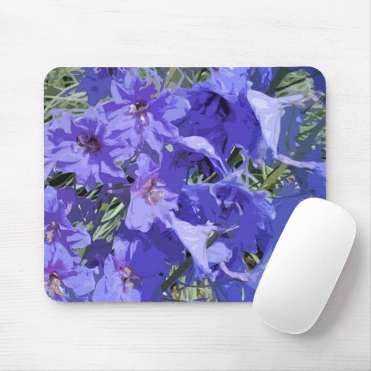 Blauw Larkspur-bloemontwerp op een mousepad Muismat (Met muis)