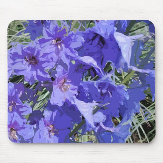 Blauw Larkspur-bloemontwerp op een mousepad Muismat (Voorkant)