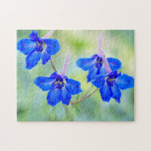  Blauw Larkspur Floral Jigzaag Puzzle Legpuzzel