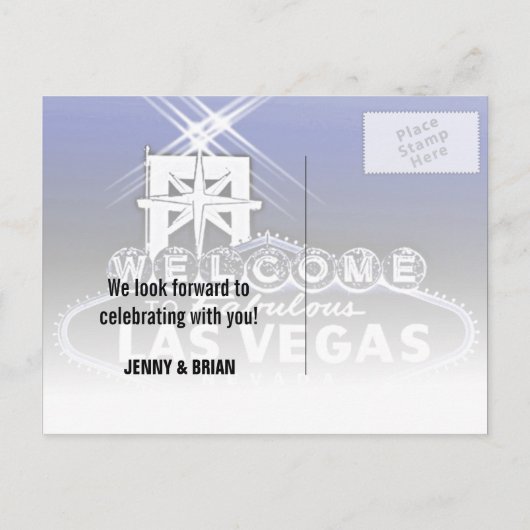 Blauw Las Vegas Bruiloft Save The Date Aankondigingskaart (Achterkant)