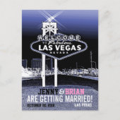 Blauw Las Vegas Bruiloft Save The Date Aankondigingskaart (Voorkant)