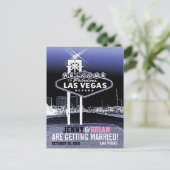  Blauw Las Vegas Bruiloft Save The Date Aankondigingskaart (Staand voorkant)