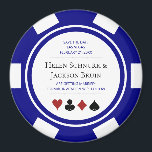 Blauw Las Vegas Bruiloft Save The Date Poker Chip Magneet<br><div class="desc">Verbluf je gasten door ze deze fantastische blauw,  wit en rode pokerchip stijl te sturen,  sla de datummagneten op om op hun koelkast te plaatsen. Ze zullen vol spanning wachten op de formele uitnodiging voor deze zeker leuke bruiloft!</div>
