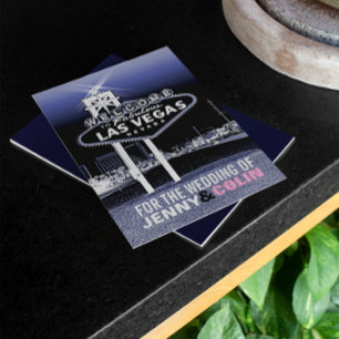 blauw Las Vegas Modern bruiloft uitnodigingen