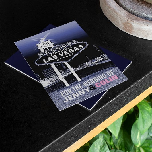blauw Las Vegas Modern bruiloft uitnodigingen