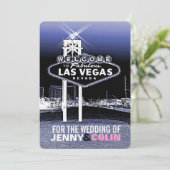 blauw Las Vegas Modern bruiloft uitnodigingen (Staand voorkant)