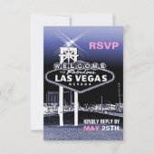  Blauw Las Vegas Modern Wedding RSVP (Voorkant)