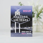  Blauw Las Vegas Modern Wedding RSVP (Staand voorkant)