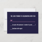  Blauw Las Vegas Modern Wedding RSVP (Achterkant)