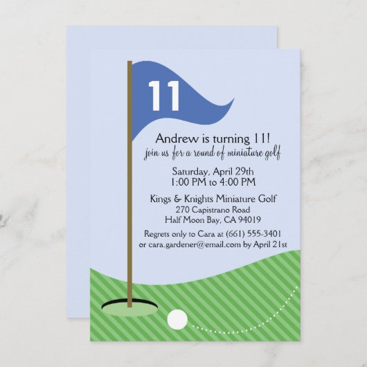 Blauw Laten we het T-shirt miniatuur Golf Birthday Kaart (Voorkant / Achterkant)