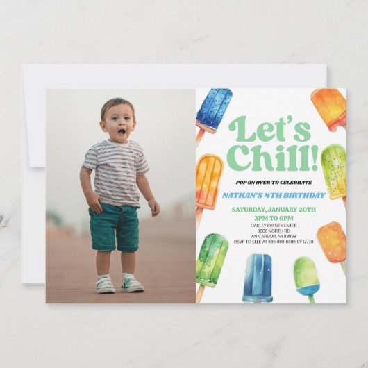 Blauw Laten we koelen Popsicle Afbeelding Verjaard Kaart (Voorkant)