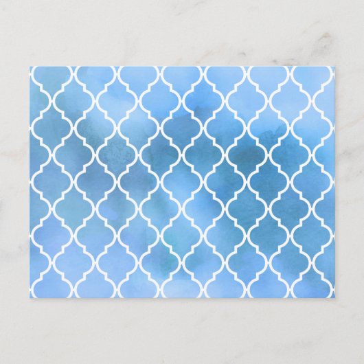 Blauw latenwerk, Quatrefoil, Trellis, Waterverven Briefkaart (Voorkant)