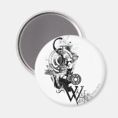 Blauw Latijnse tekening 2 Magneet (Voorkant / Achterkant)