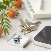 Blauw Latijnse tekening 2 Sleutelhanger (Zijkant)