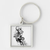 Blauw Latijnse tekening 2 Sleutelhanger (Voorkant)