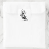 Blauw Latijnse tekening 2 Vierkante Sticker (Tas)
