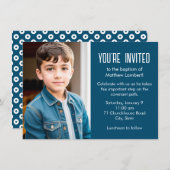 Blauw Latter-day Saint Child Foto Doop Kaart (Voorkant / Achterkant)