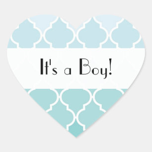 Blauw Latticework, Ombre, Quatrefoil, Baby shower Hart Sticker
