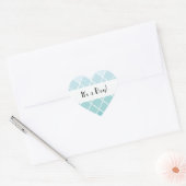 Blauw Latticework, Ombre, Quatrefoil, Baby shower Hart Sticker (Envelop)