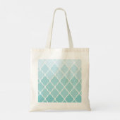 Blauw Latticework, Ombre, Quatrefoil, Trellis Tote Bag (Achterkant)