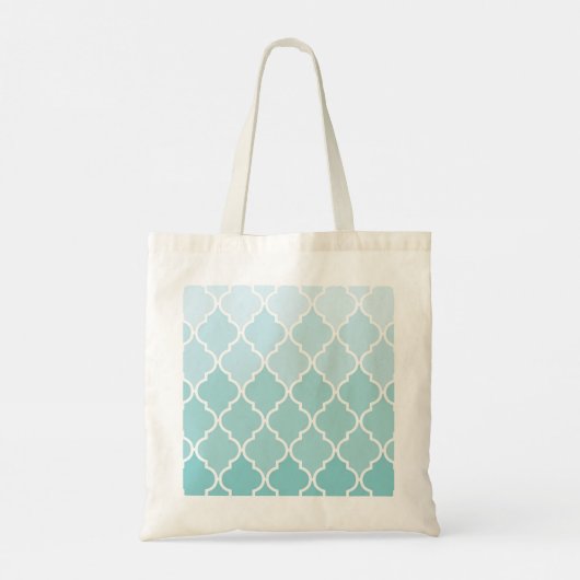 Blauw Latticework, Ombre, Quatrefoil, Trellis Tote Bag (Achterkant)