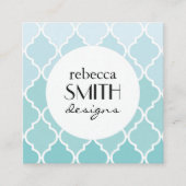 Blauw Latticework, Ombre, Quatrefoil, Trellis Vierkante Visitekaartje (Voorkant)