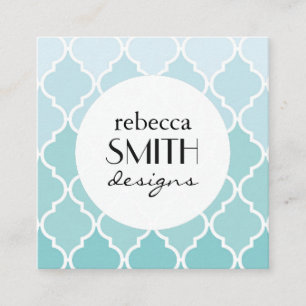 Blauw Latticework, Ombre, Quatrefoil, Trellis Vierkante Visitekaartje