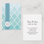 Blauw Latticework, Ombre, Quatrefoil, Trellis Visitekaartje (Voorkant / Achterkant)