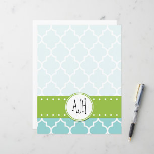 Blauw Latticework, Quatrefoil, Trellis, Monogram