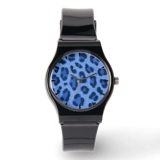 Blauw laurierspatroon horloge (Voorkant)